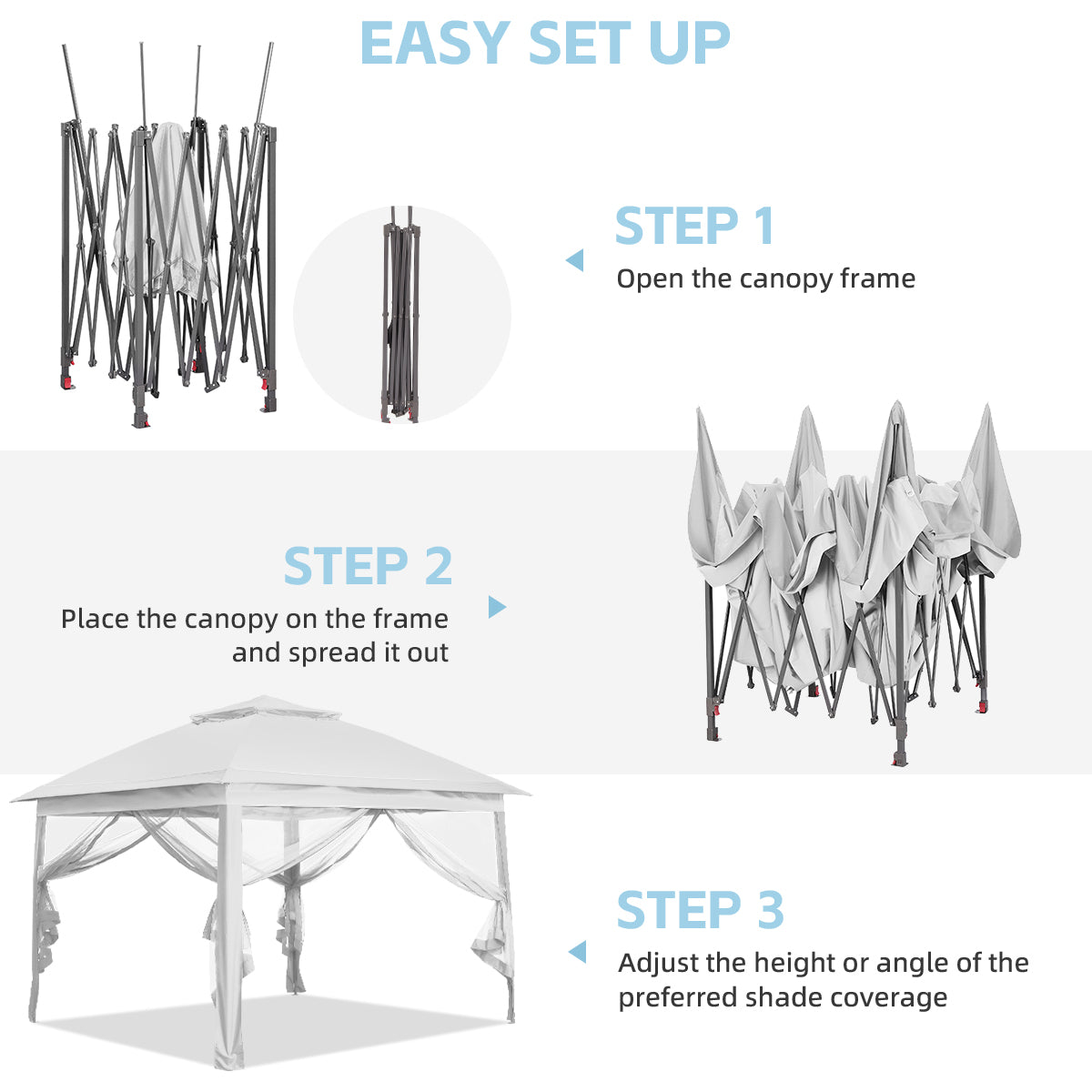 Ainfox 11ft x 11ft Heavy Duty Pop Up Gazebo Outdoor Canopy Shelter Instant Patio Gazebo Sun Shade Canopy Tent for Lawn Garden Backyard Deck – Consulate X, view 5 of 19