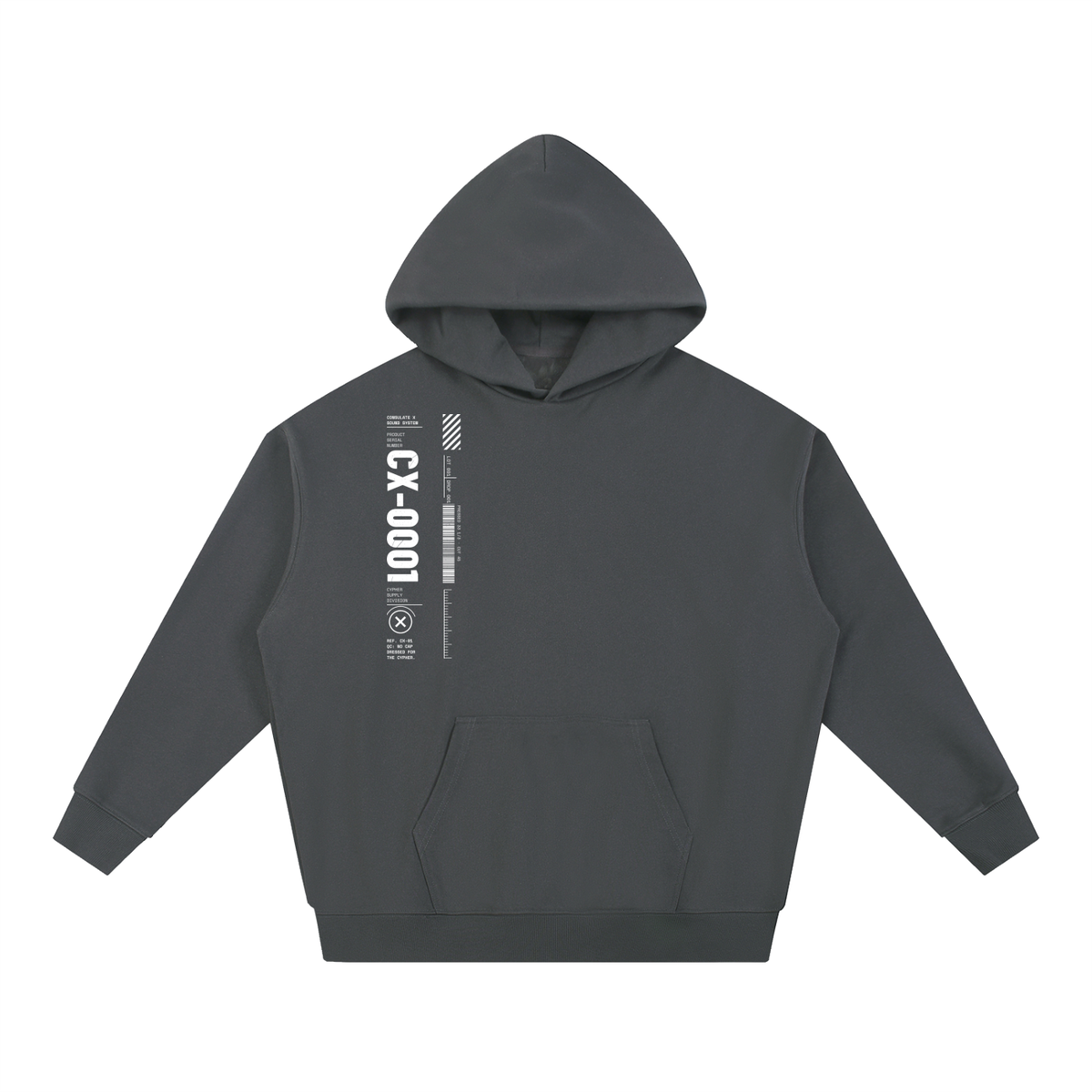 CX-0001 Serial Heavyweight Hoodie in Dark Gray, front