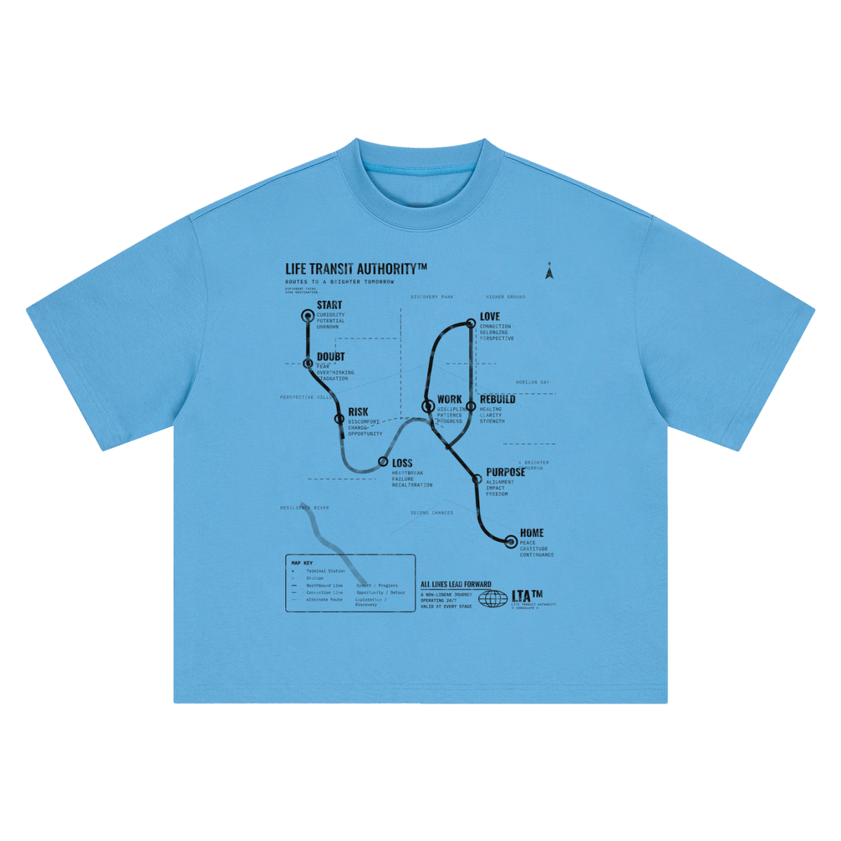 Life Transit Map Heavyweight Tee - White – Consulate X, view 7 of 8