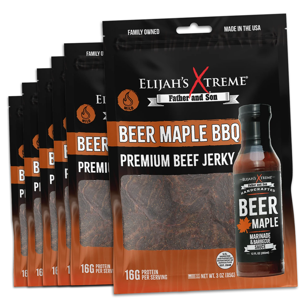 Beer Maple BBQ Beef Jerky - 6 bags (1lb) – Consulate X, view 1 of 6