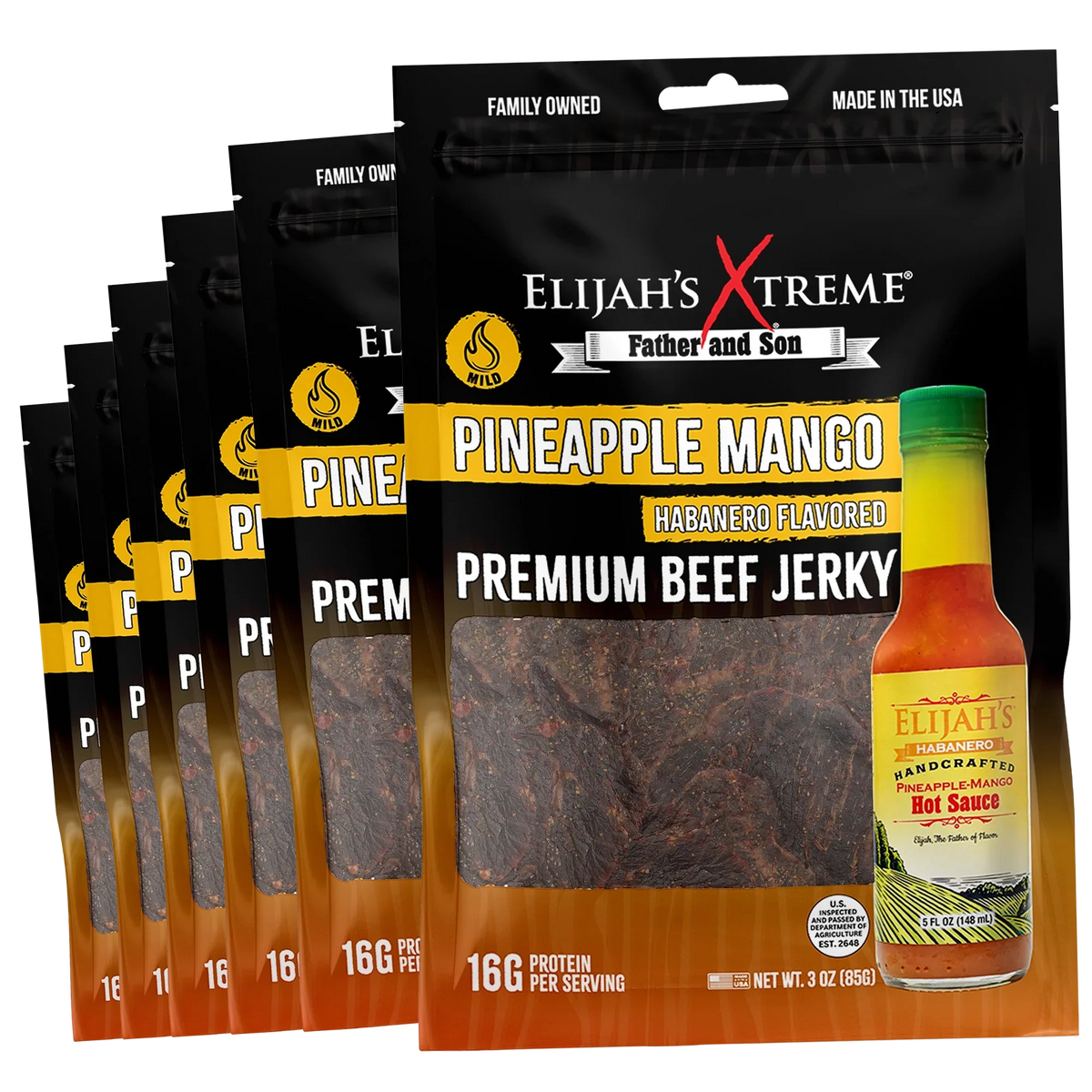 Pineapple-Mango Habanero Beef Jerky - 6 bags (1lb) – Consulate X, view 1 of 6