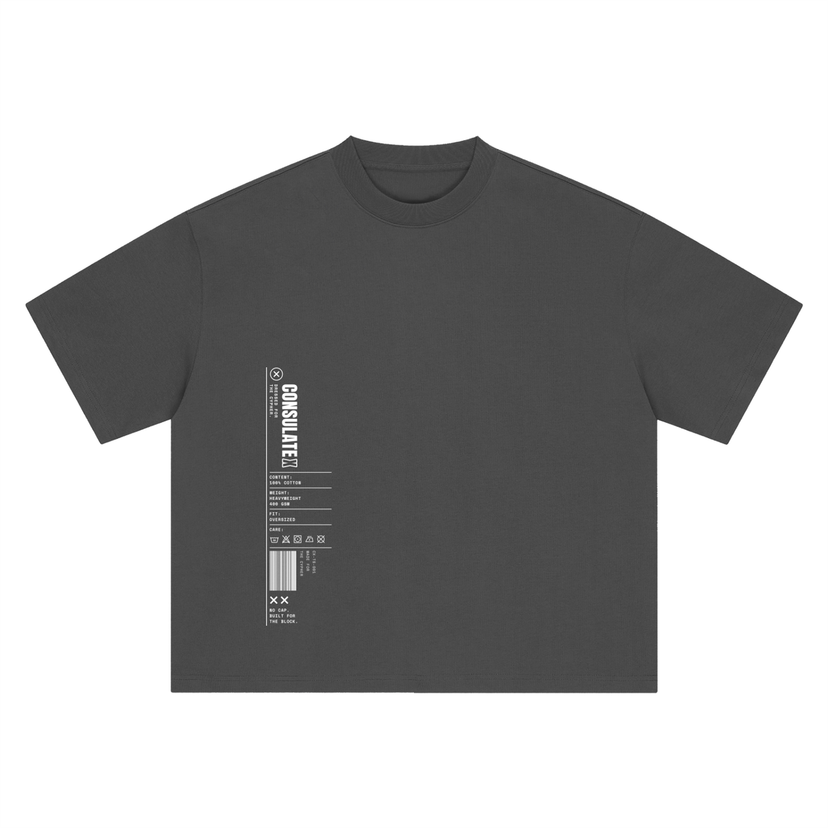 Consulate X Manifest Boxy Tee in Dark Gray, front