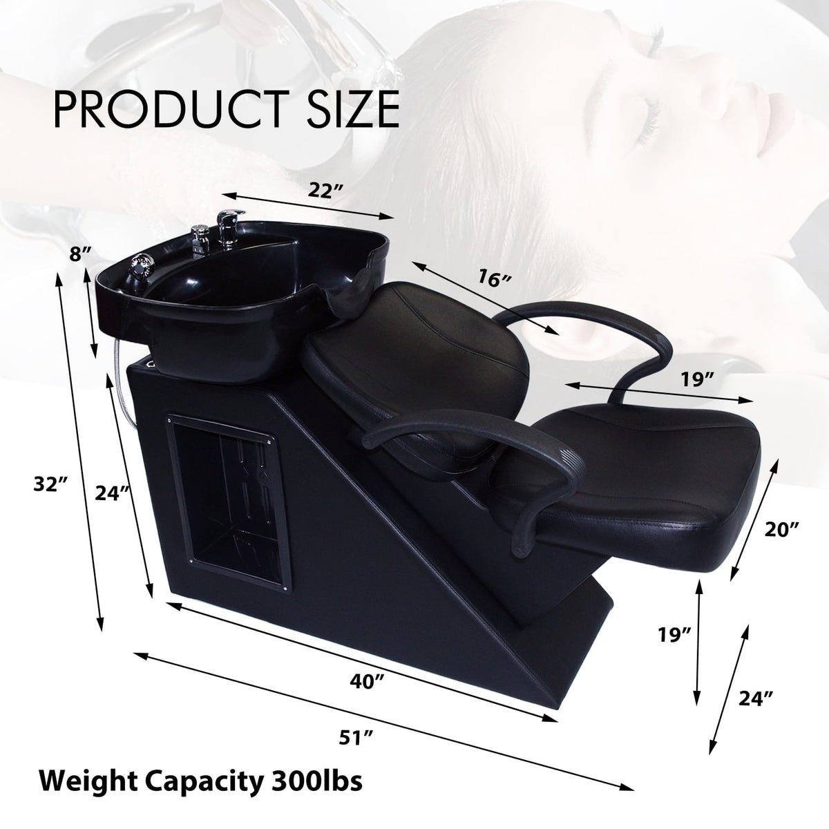 Ainfox Salon Backwash Barber Chair Shampoo Chair Beauty Spa Equipment – Consulate X, view 6 of 7