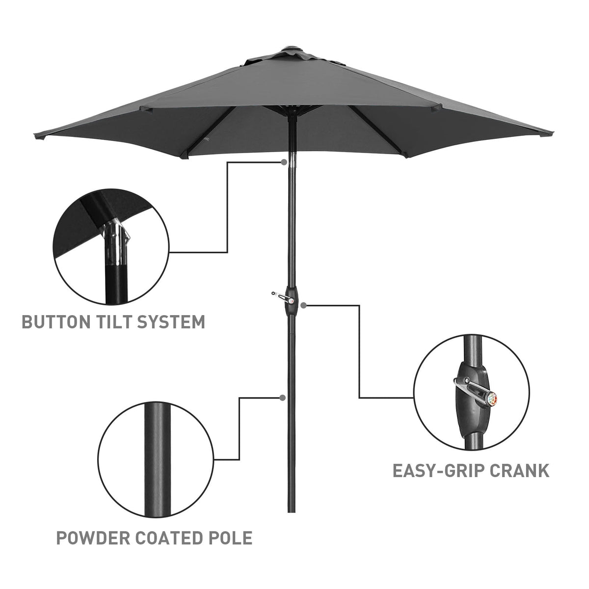 Ainfox 9ft  Patio Umbrella with Push Button Tilt and Crank, UV and Waterproof – Consulate X, view 10 of 27