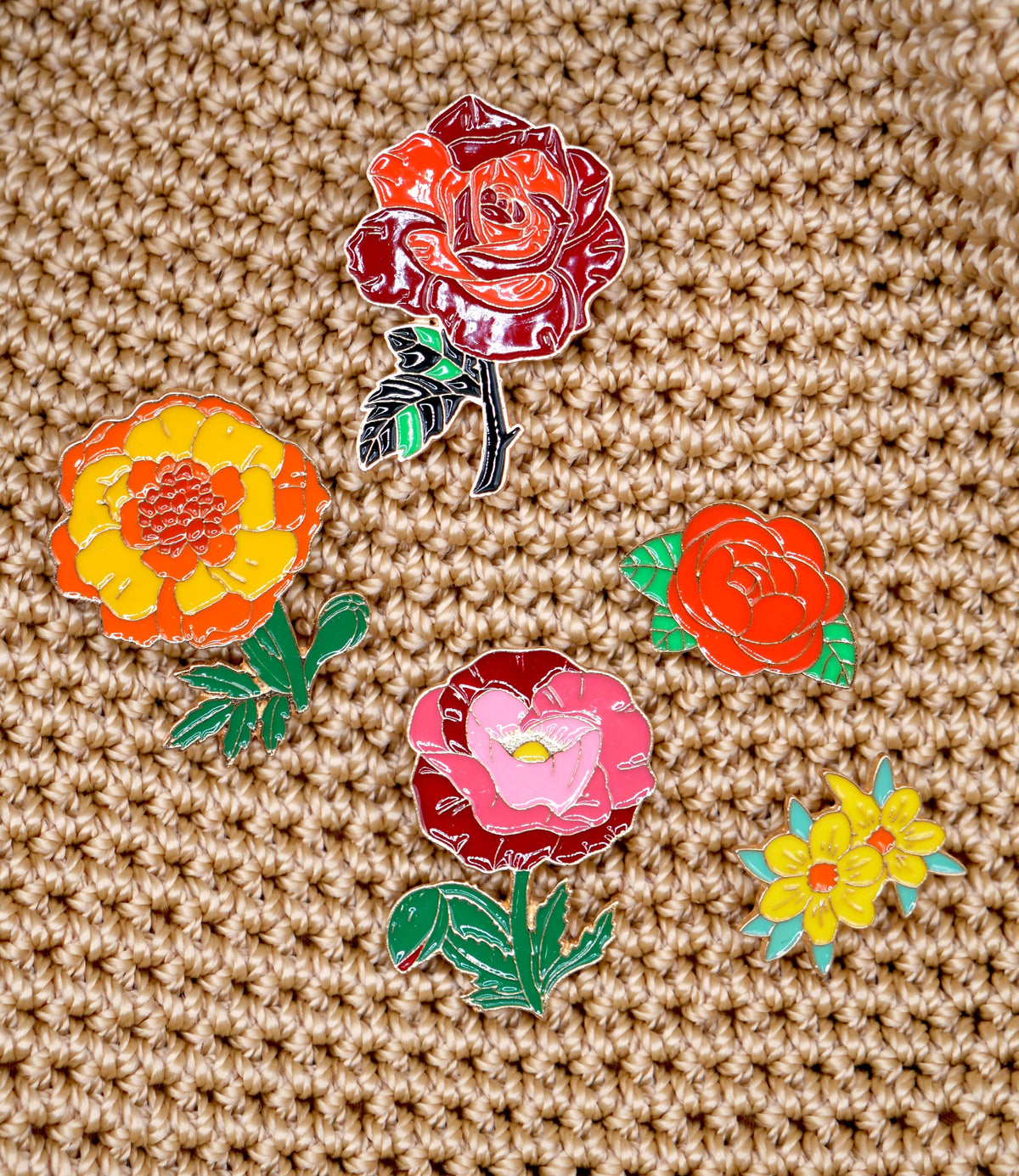 Flower Metal Enamel Pins (Set of 3) – Consulate X, view 3 of 4