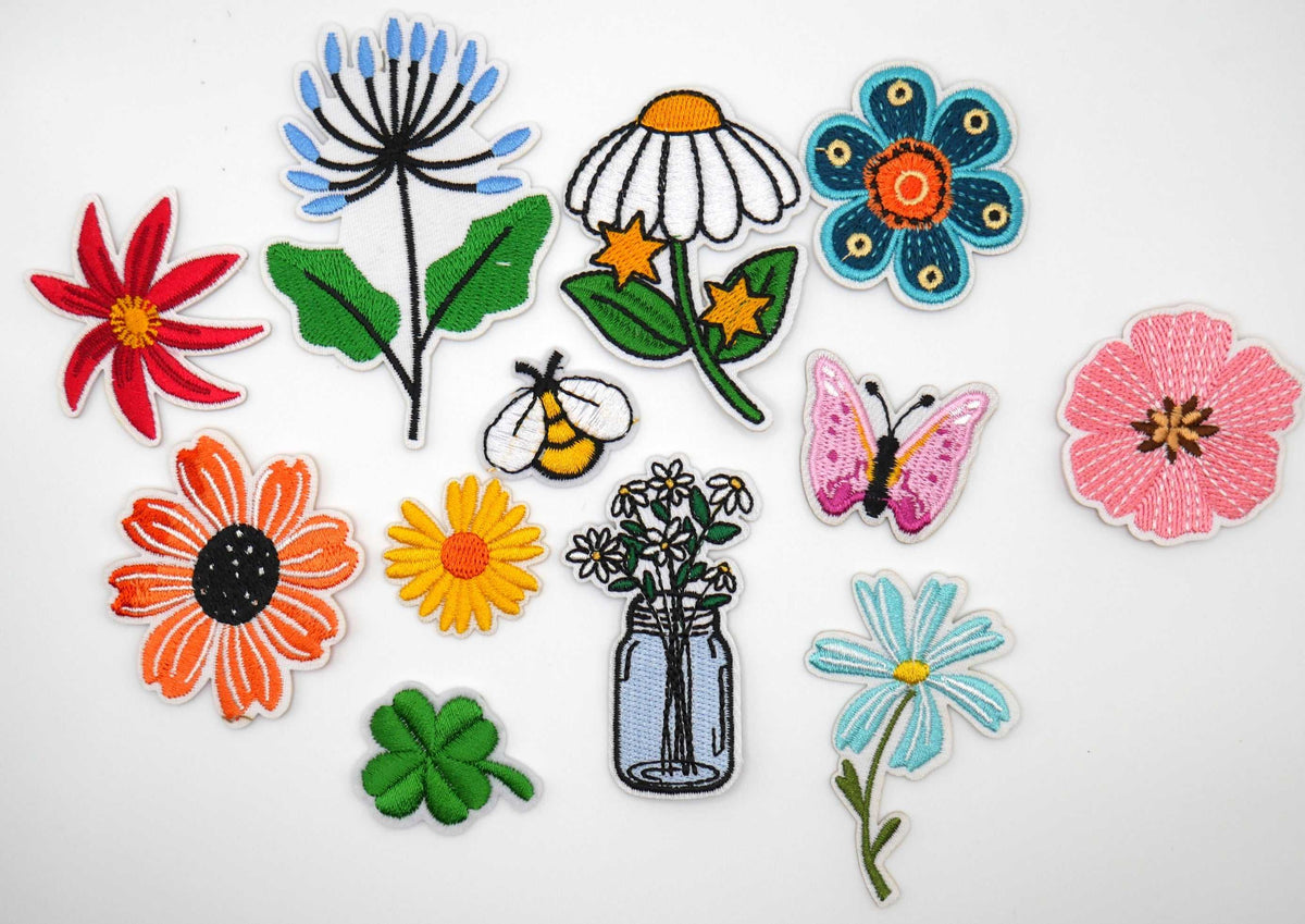 Flower Power Iron-On Embroidered Patches (Set of 5) – Consulate X, view 1 of 3