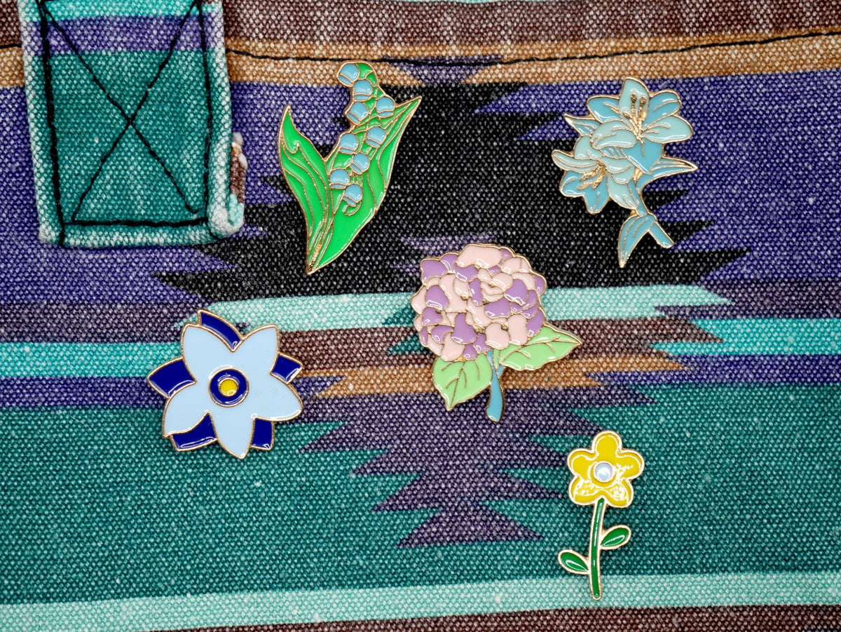 Flower Metal Enamel Pins (Set of 3) – Consulate X, view 1 of 4