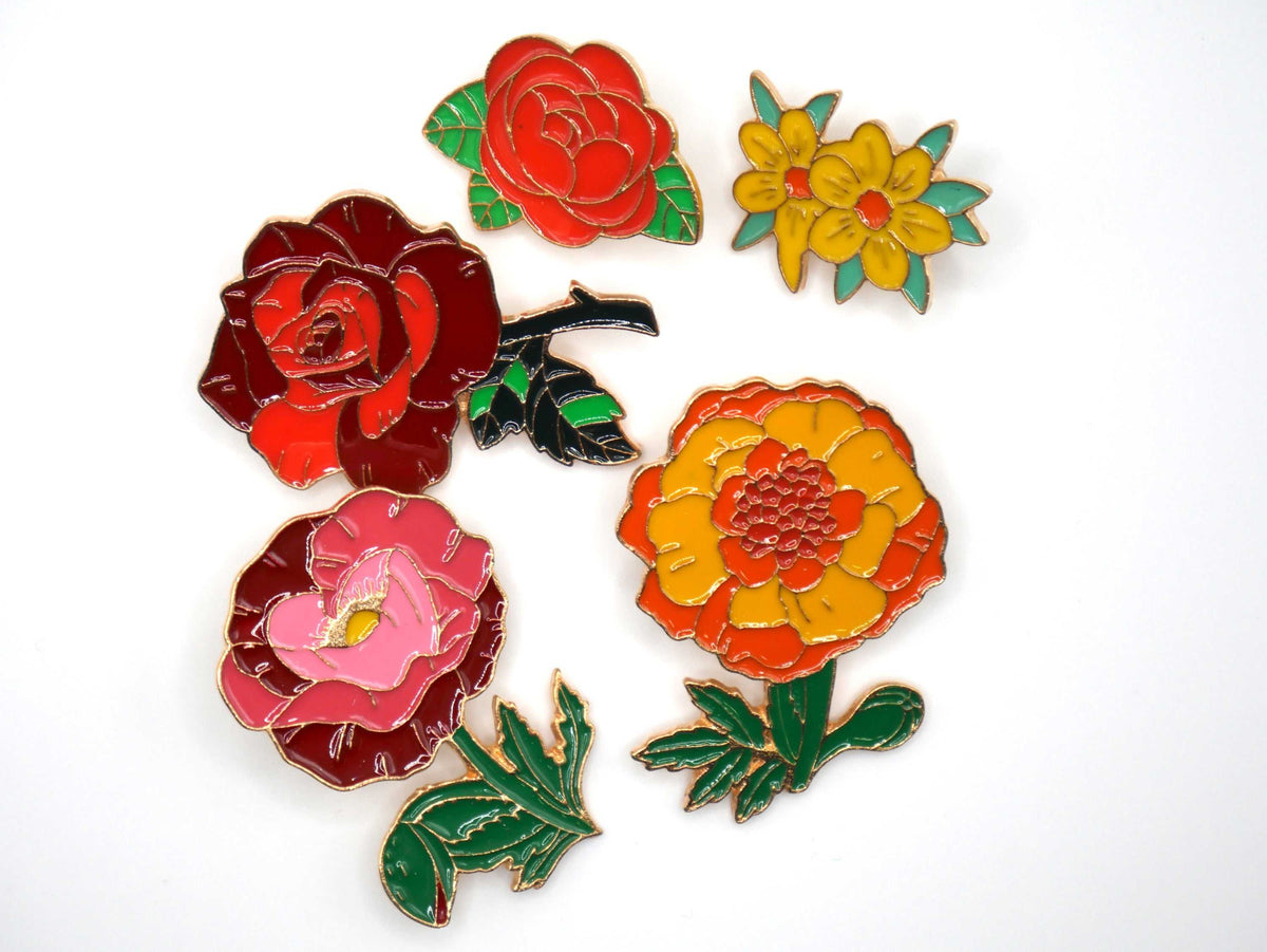 Flower Metal Enamel Pins (Set of 3) – Consulate X, view 2 of 4