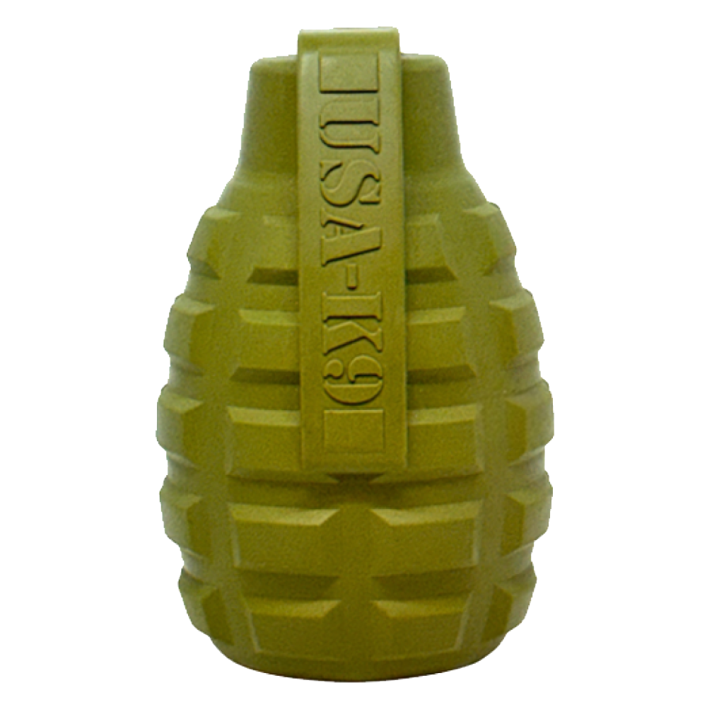 USA-K9 Grenade Shaped eDispenser Durable Dog Chew Toy & Treat Dispenser - Army Green – Consulate X, view 1 of 10