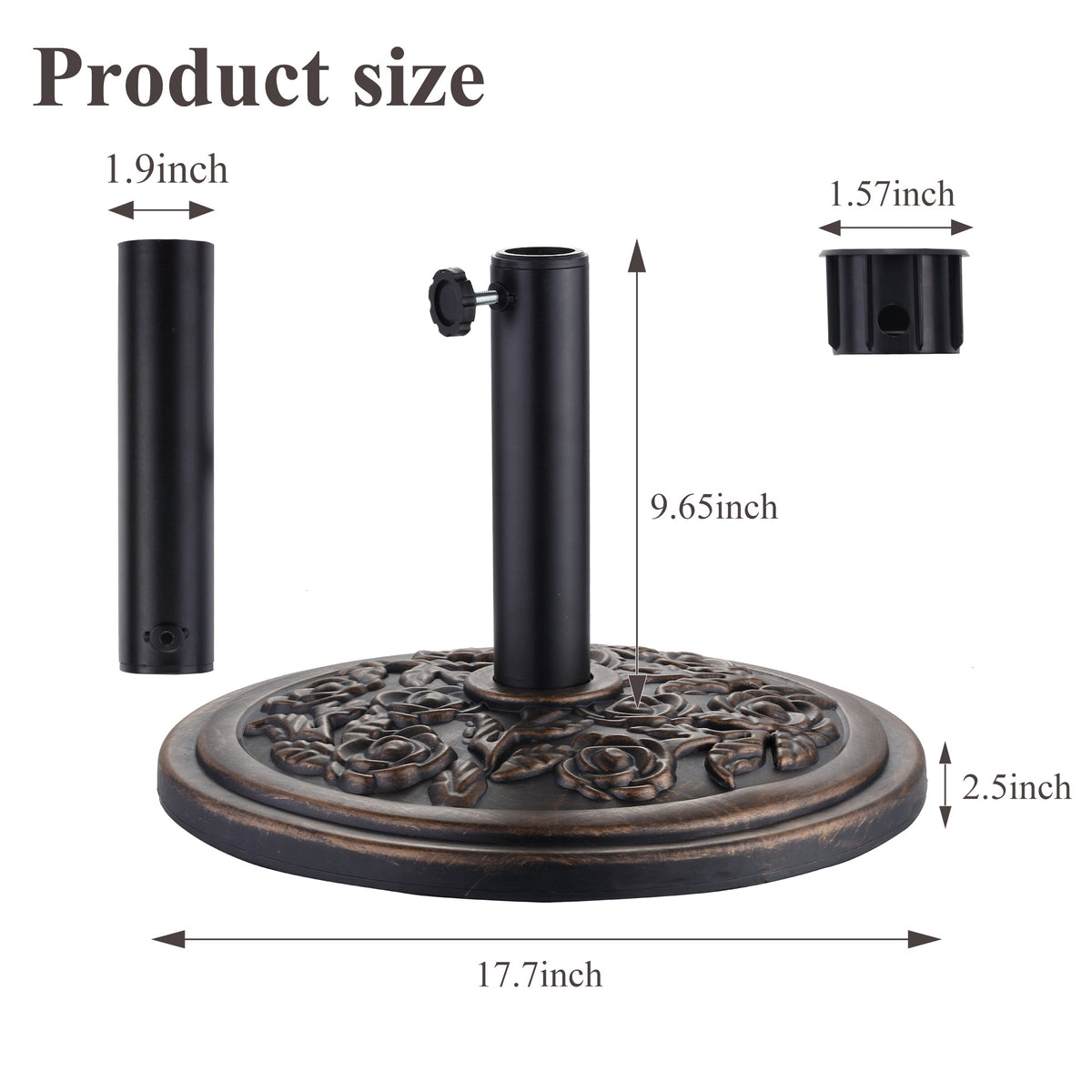 Ainfox Heavy Duty Umbrella Base Round Patio Umbrellas-Stand for Outdoor, Lawn and Garden, Bronze – Consulate X, view 5 of 5