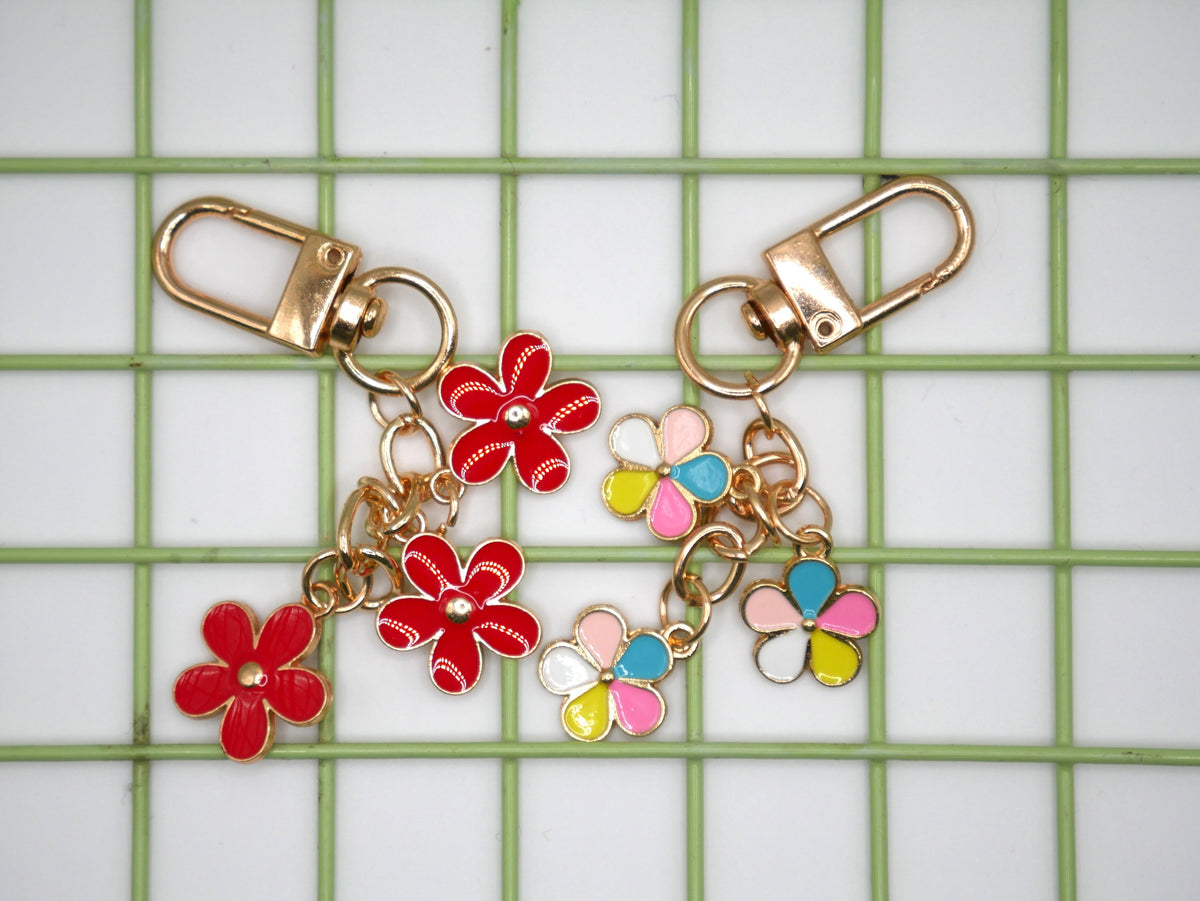 Three Flower Strand Metal Keychain and Bag Charm – Consulate X, view 3 of 5
