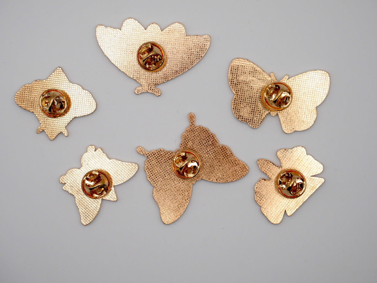 Fun, Beautiful Moth and Butterfly Metal Enamel Pins (Set of 3) – Consulate X, view 3 of 5