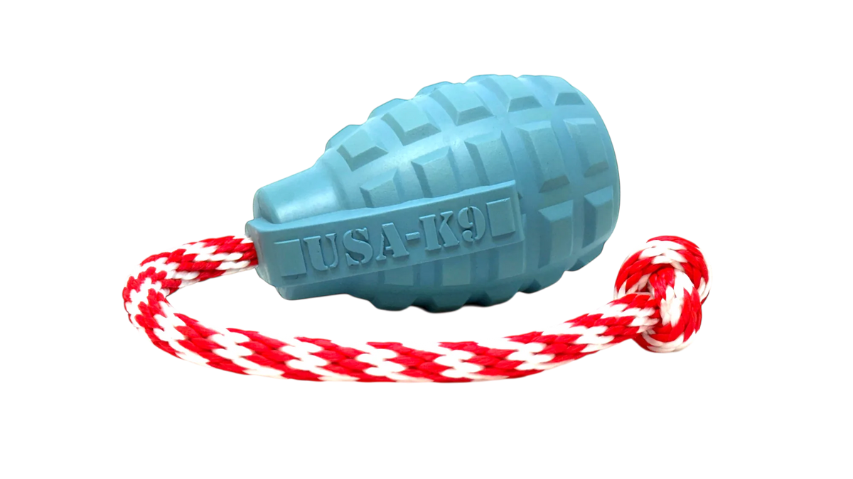 USA-K9 Grenade Shaped Rubber Dog Toy - Chew, Treat Dispenser & Tug Toy | USA – Consulate X, view 2 of 9