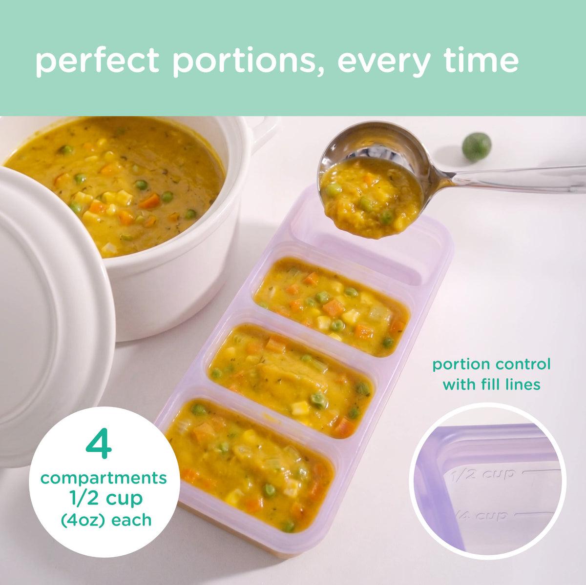 Silicone Baby Food Freezer Tray, 1/2 Cup Portions, with Lid – Consulate X, view 12 of 13