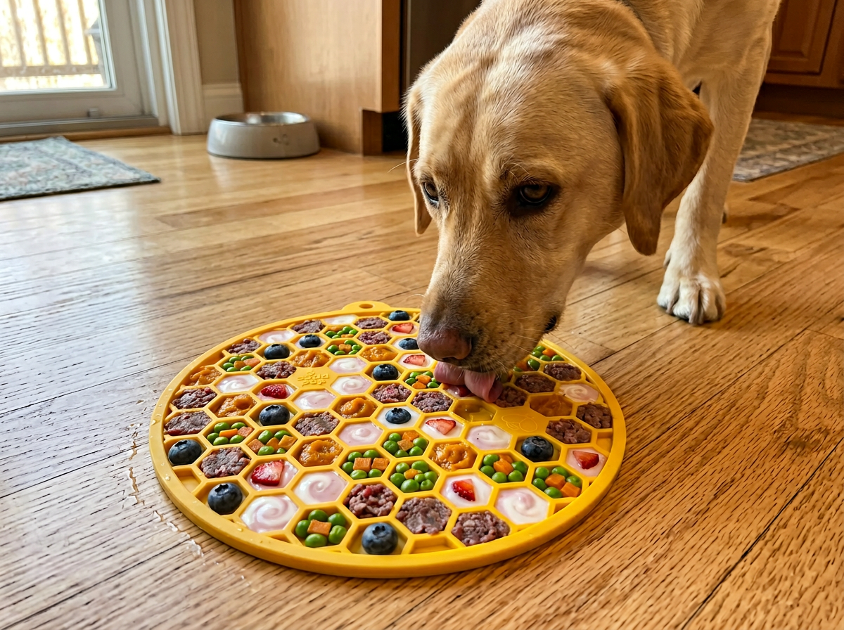 Honeycomb Design eMat - Enrichment Lick Mat For Dogs and Cats - With Suction Cups | USA Made – Consulate X, view 3 of 4