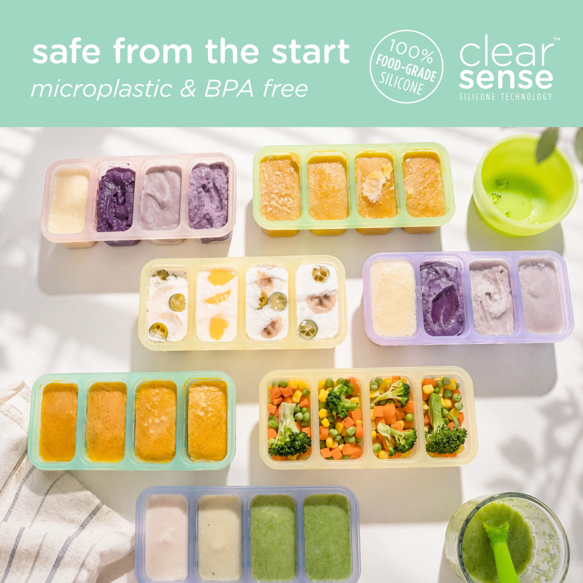 Silicone Baby Food Freezer Tray, 1/2 Cup Portions, with Lid – Consulate X, view 9 of 13
