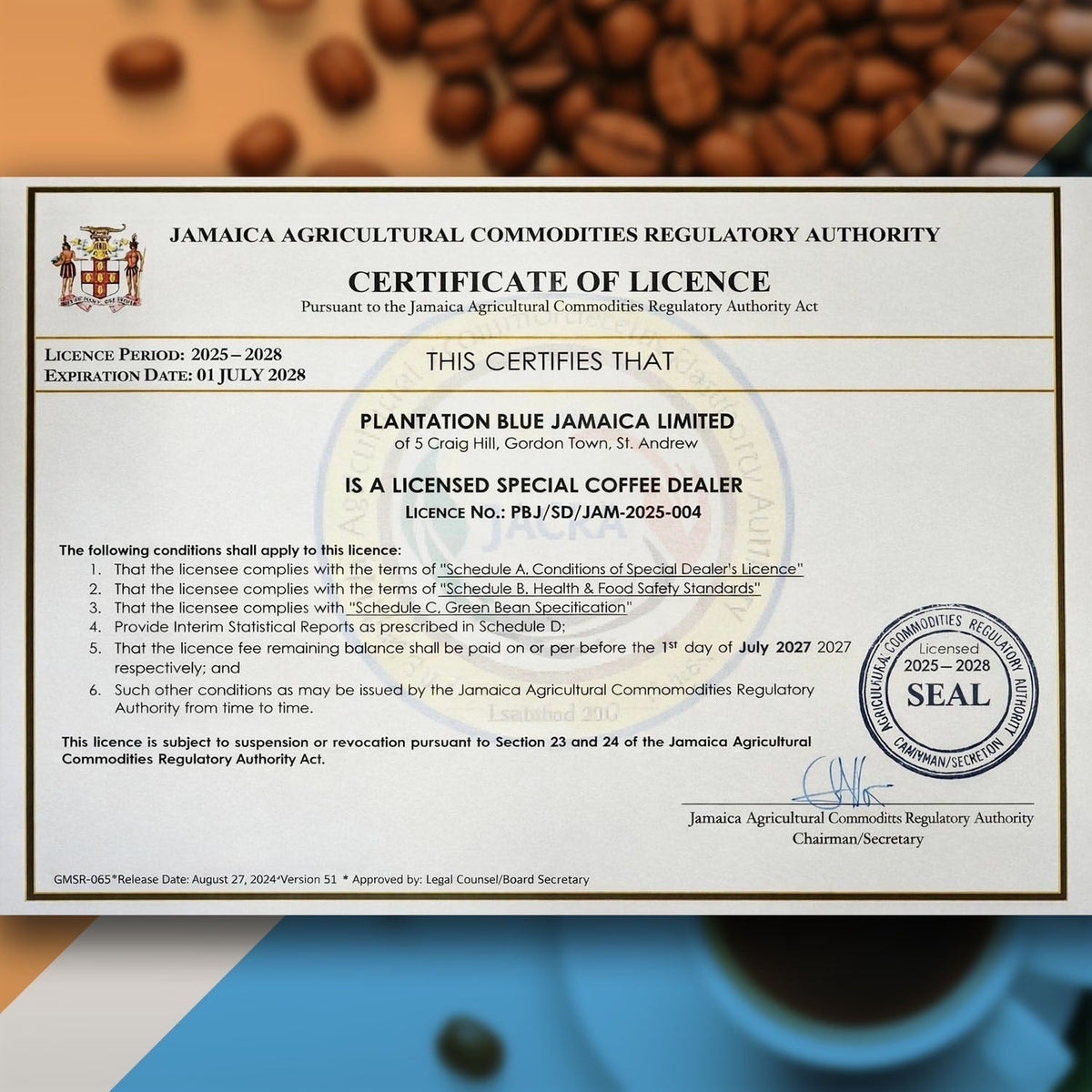 Plantation Blue 100% Jamaica Blue Mountain Premium Coffee (16 oz - medium roasted whole beans) – Consulate X, view 8 of 10