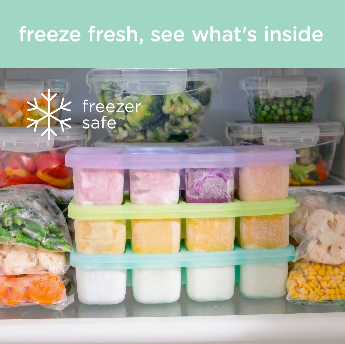 Silicone Baby Food Freezer Tray, 1/2 Cup Portions, with Lid – Consulate X, view 11 of 13