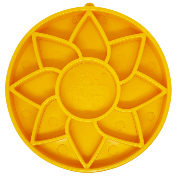 Sunflower Softie eTray Slow Feeder Dog Bowl | Soft Shallow Lick Mat | Yellow & Purple | USA Made – Consulate X, view 4 of 9