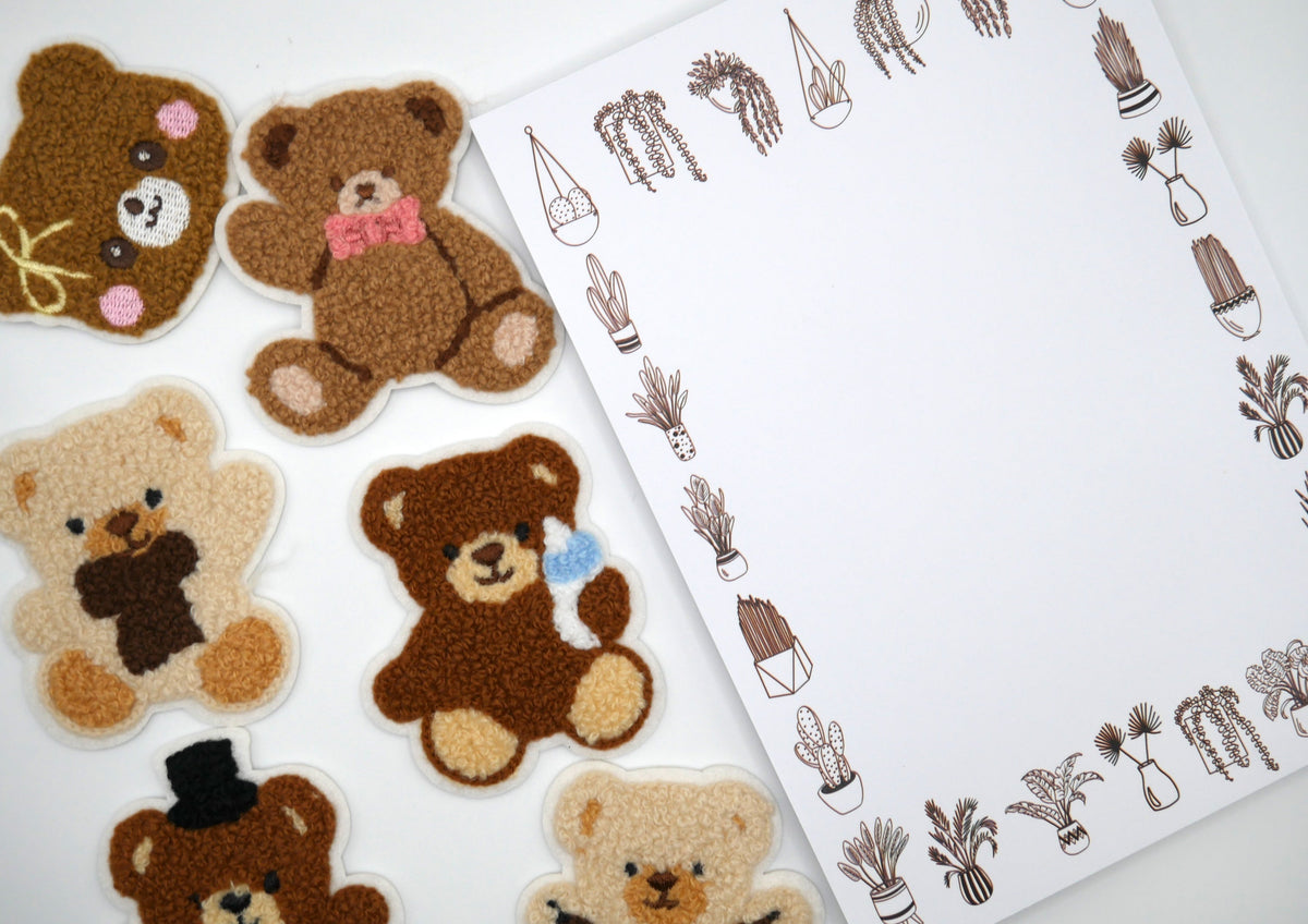 Teddy Bear Fuzzy Iron-On Embroidered Patch Pack (Set of 5) – Consulate X, view 3 of 4