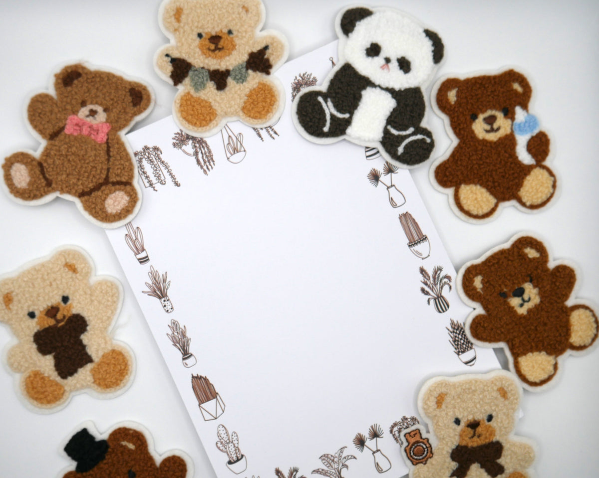 Teddy Bear Fuzzy Iron-On Embroidered Patch Pack (Set of 5) – Consulate X, view 4 of 4