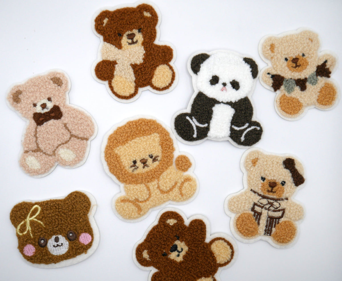 Teddy Bear Fuzzy Iron-On Embroidered Patch Pack (Set of 5) – Consulate X, view 1 of 4