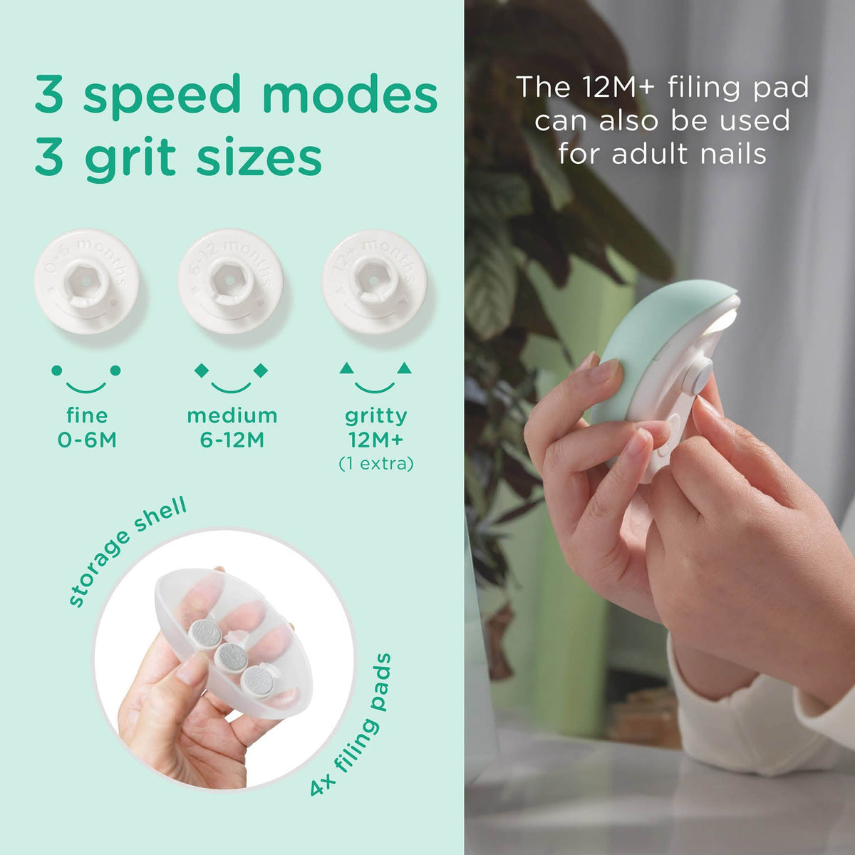 Electric Baby Nail Trimmer That Files, No Blade, Newborn+ – Consulate X, view 5 of 7