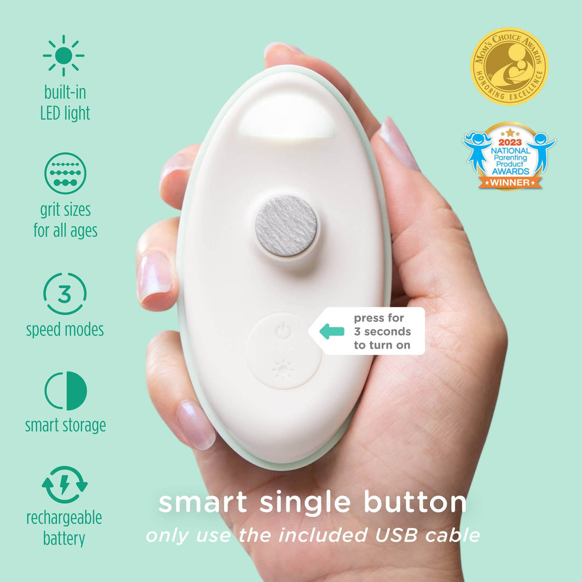 Electric Baby Nail Trimmer That Files, No Blade, Newborn+ – Consulate X, view 7 of 7
